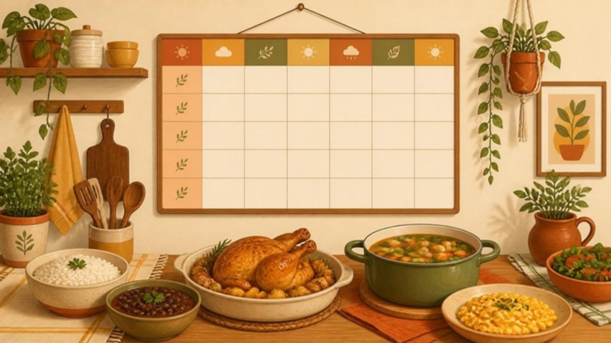 Cardápio semanal com pratos caseiros